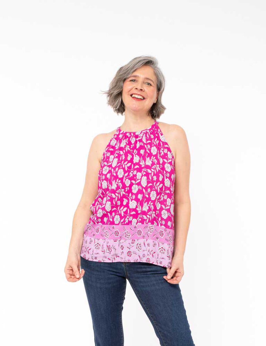 Blusa Estampada Sin Mangas Cuello Redondo Mujer Portman Club