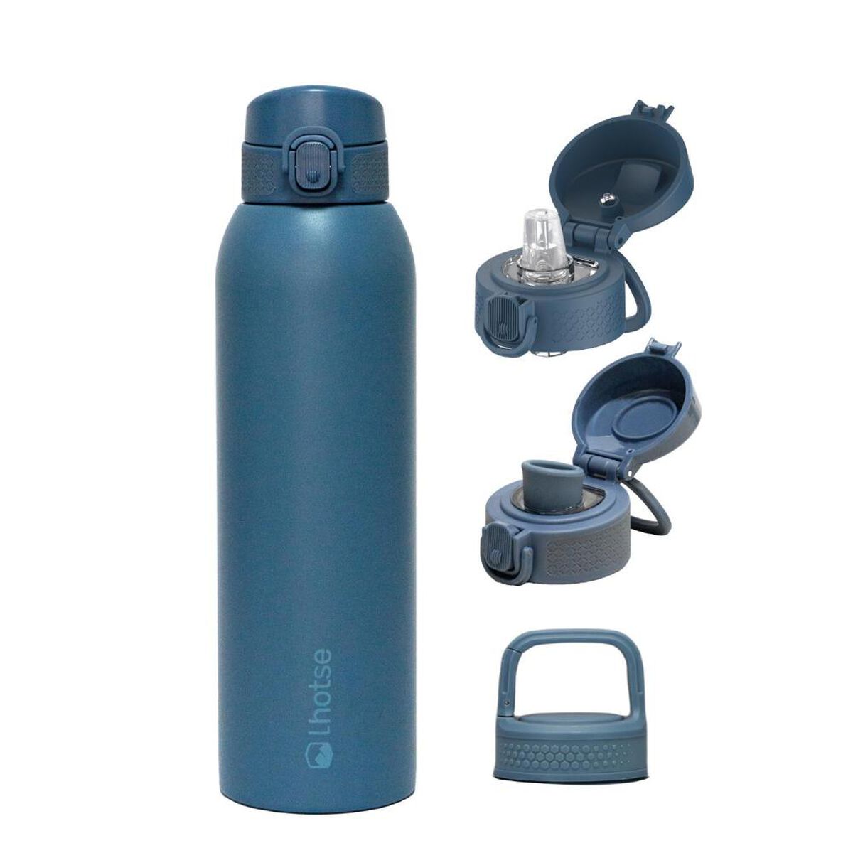 Botella T&eacute;rmica Agua Lhotse Acero Inox 3 Tapas HydroCore 1Lt Azul Oscuro