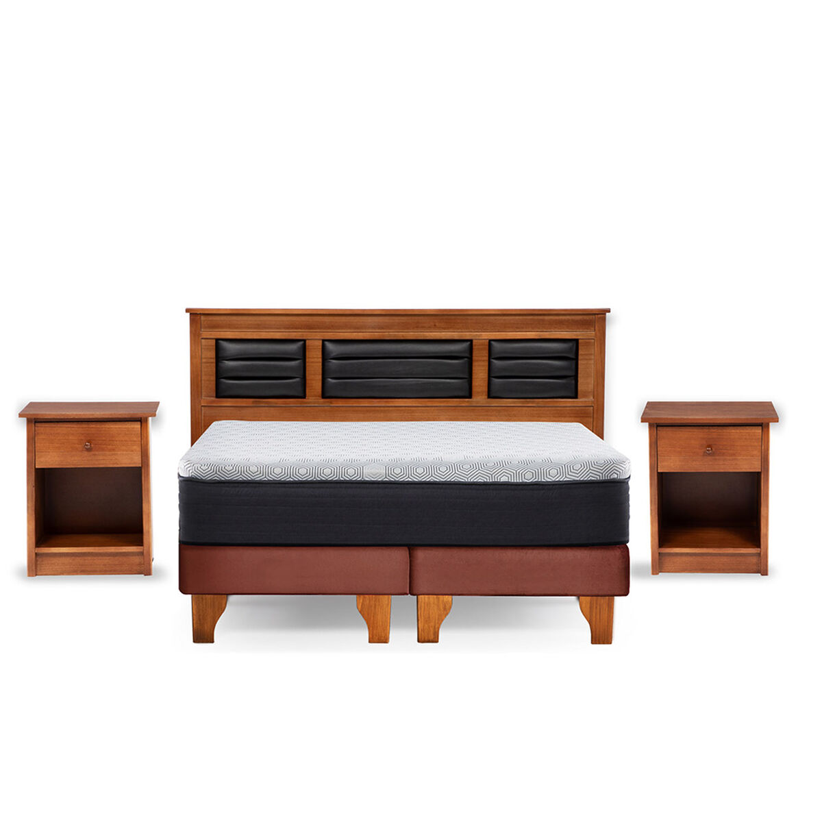 Cama Europea Latam Home 2 Plazas New Top Chocolate + Maderas Altair