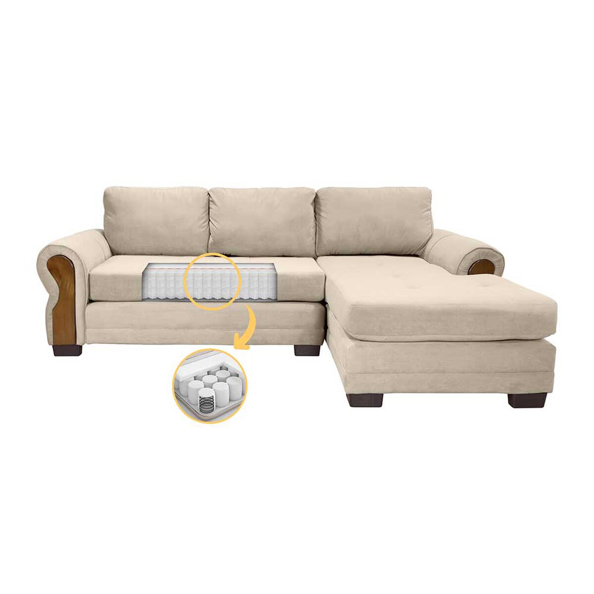 Sofá Seccional Living Factory Oregon 4 Cuerpos Beige