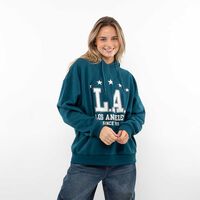 Polerón Con Estampado Mujer Icono Petroleo