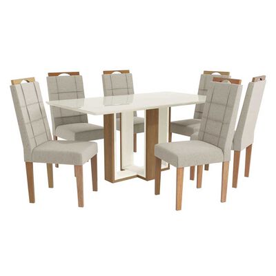 Juego de Comedor Yardas Milan 6 Sillas Off White