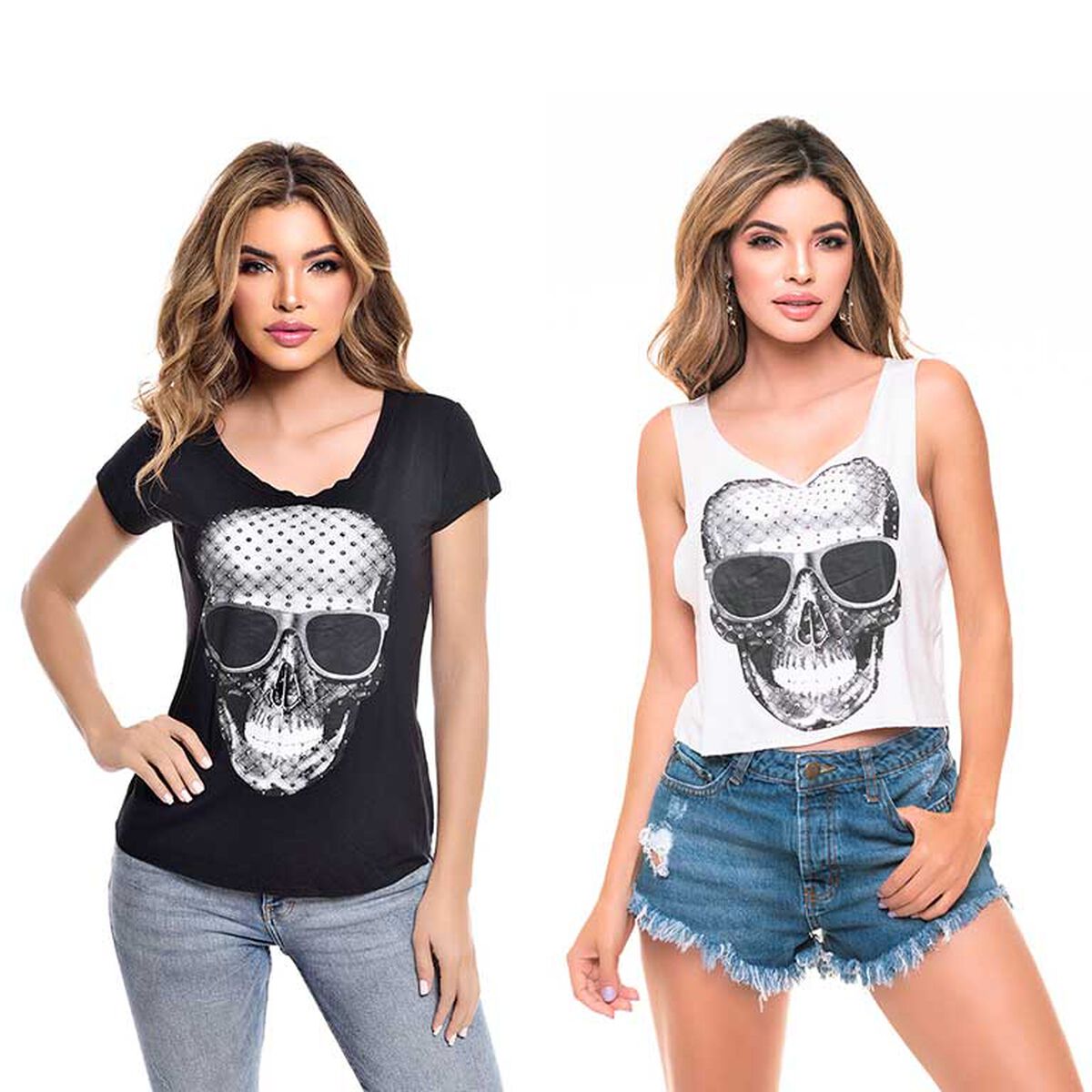 Pack 2 Poleras Mujer Rock Caviar
