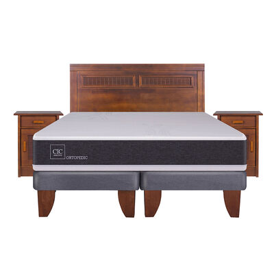 Imagen 2 del producto Cama Europea CIC Base Dividida 2 Plazas Ortopedic + Respaldo + 2 Veladores