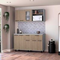 Combo Modulo Inferior con Top + Modulo Superior TuHome Hasselt Gris Rovere