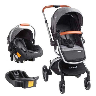 Coche Cuna Travel System Bebe Deluxe 360&deg; con Base Gris Bebesit