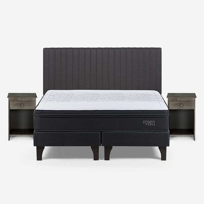 Cama Europea Rosen 2 Plazas Tempo Base Dividida + Set Lucio