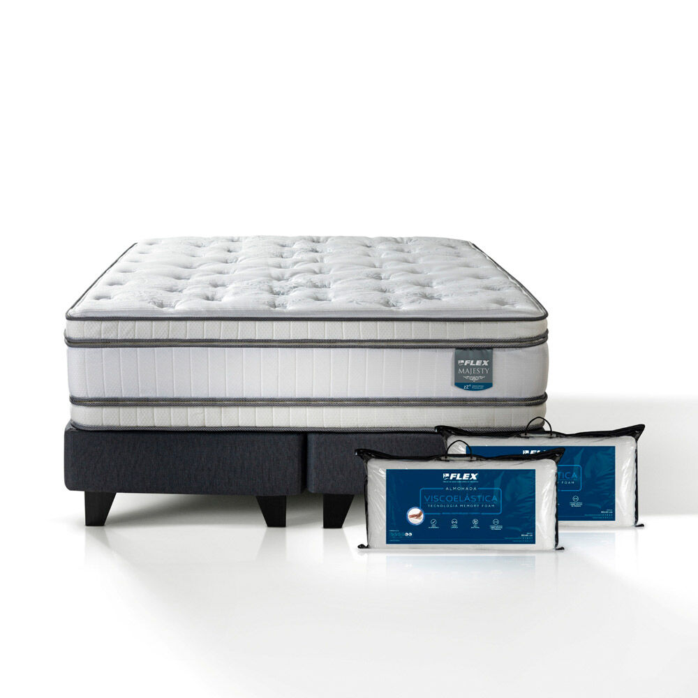 Cama Europea Flex Super King Majesty + 2 almohadas