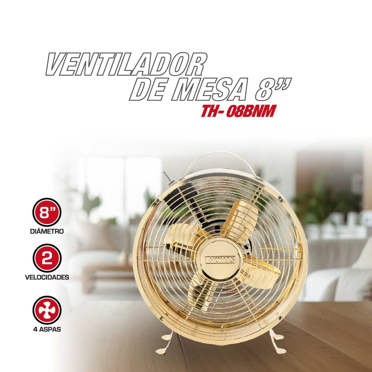 Ventilador de Mesa Thomas TH-08DM Gold