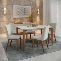 Comedor Decocasa Donatella 4 Sillas Off White Castaño