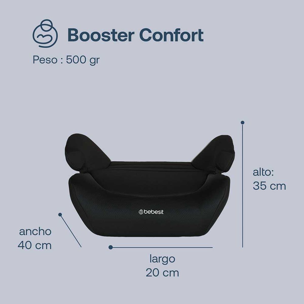 Silla de Auto Alzador Infantil Booster Negro Bebesit