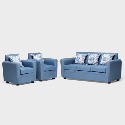 Imagen 1 del producto Juego de Living Almore Alemania Sofá 3 Cuerpos + Dos Sillones 1 Cuerpo Azul