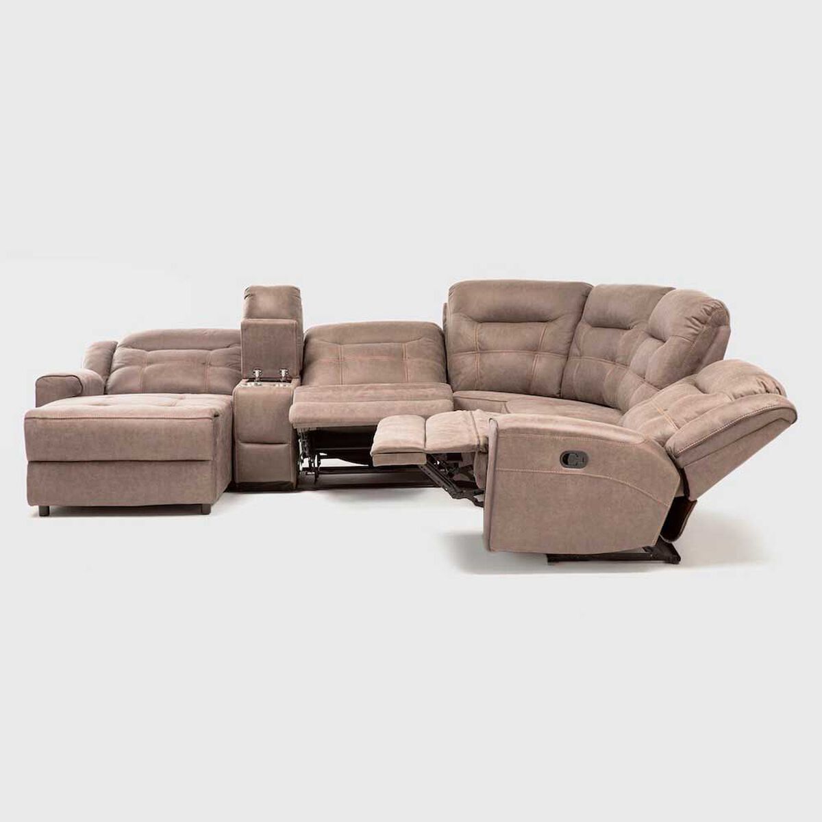 Seccional Izquierdo Reclinable Daniels Moderno 5 Cuerpos Caf&eacute; Grand