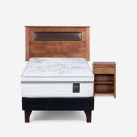 Cama Europea Rosen 1,5 Plazas Art 4 + Respaldo + Velador Ferrara Chocolate