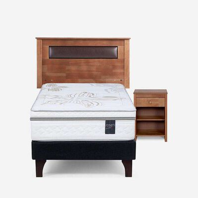 Imagen 1 del producto Cama Europea Rosen 1,5 Plazas Art 4 + Respaldo + Velador Ferrara Chocolate