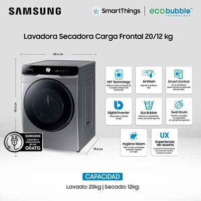 Imagen 2 del producto Lavadora Secadora Samsung WD20T6300GP/ZS 20/12 Kg.