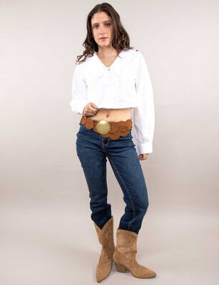 Imagen 2 del producto Blusa Crop Manga Larga Mujer Icono Blanco