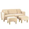 Juego de Living Bodevir New Retro Felpa 01 Sofá 3 Cuerpos + Dos Pouf 1 Cuerpo Beige 