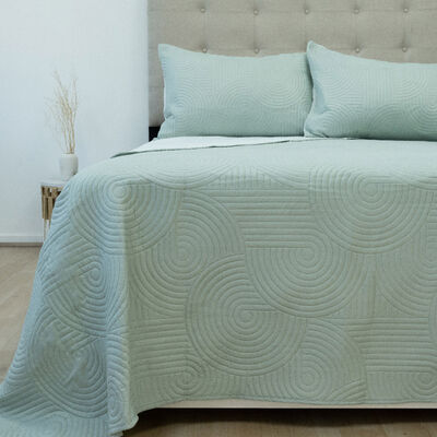Quilt Doral Hotpress Bi-Color King Verde Pastel-Gris