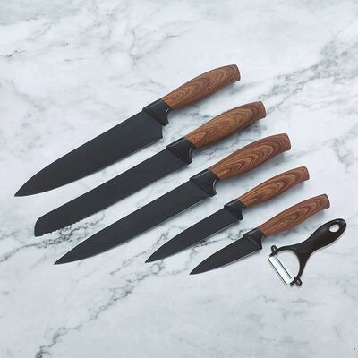 Imagen 1 del producto Set 5 Cuchillos + Pelador Zibel LK-NK73 Negro