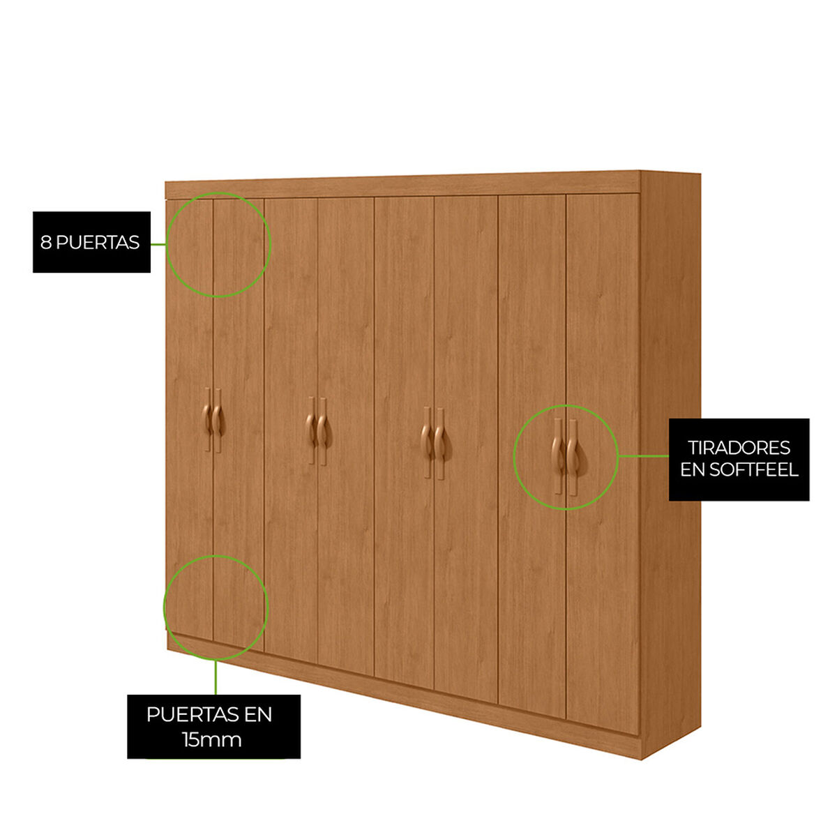 Closet Di Poretti Design Serenata 6 Cajones 8 Puertas Caf&eacute;
