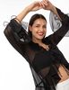Blusa Transparente Con Vuelos Manga Larga Campana Mujer Zibel