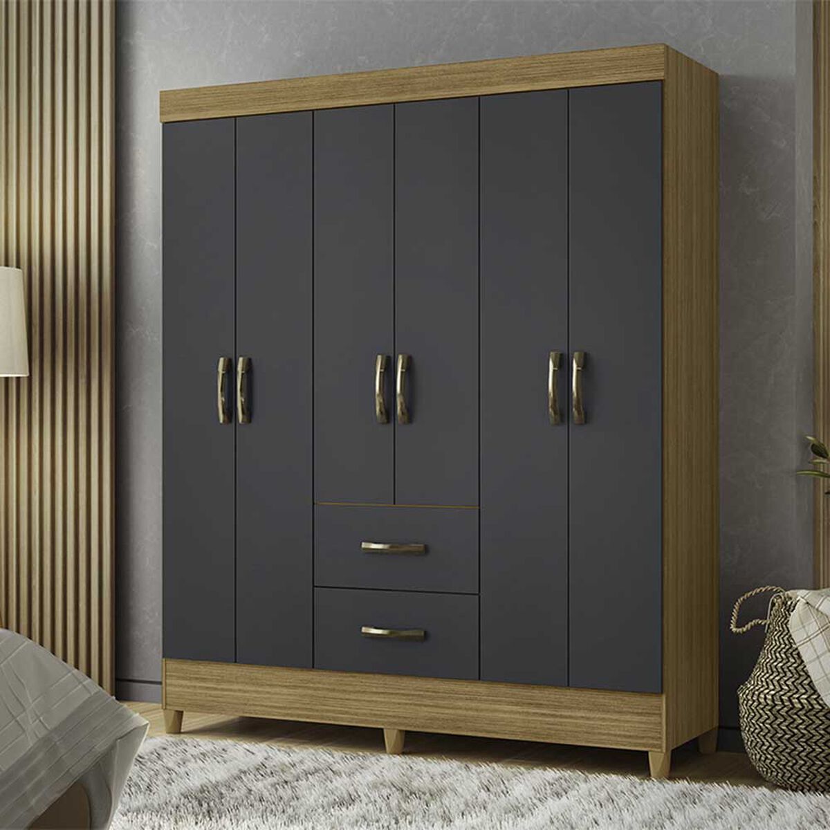 Clóset Vekkahome Mobi 6 Puertas 2 Cajones Gris