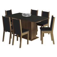 Juego de Comedor Vekkahome Suecia 6 Sillas Negro