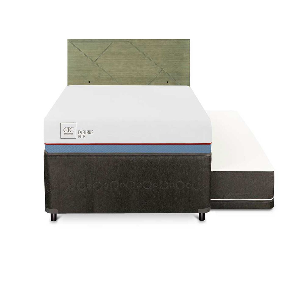 Cama Nido CIC 1,5 Plazas Excellence Plus + Respaldo Villarrica Olivo