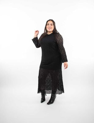 Imagen 1 del producto Vestido Maxi Encaje Manga Larga Mujer Extralindas Negro