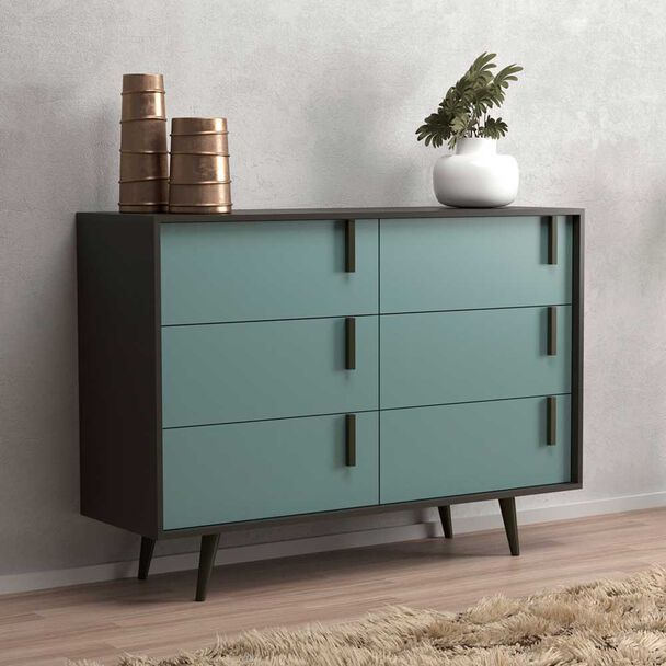 Cómoda Onessta Tulipa 6 Cajones Grafito Grey