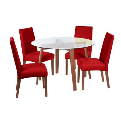 Juego de Comedor Latam Home Valencia 4 Sillas Rojo