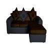 Sofá Seccional Diseño A&M Home Marcia 4 Cuerpos Negro Chocolate