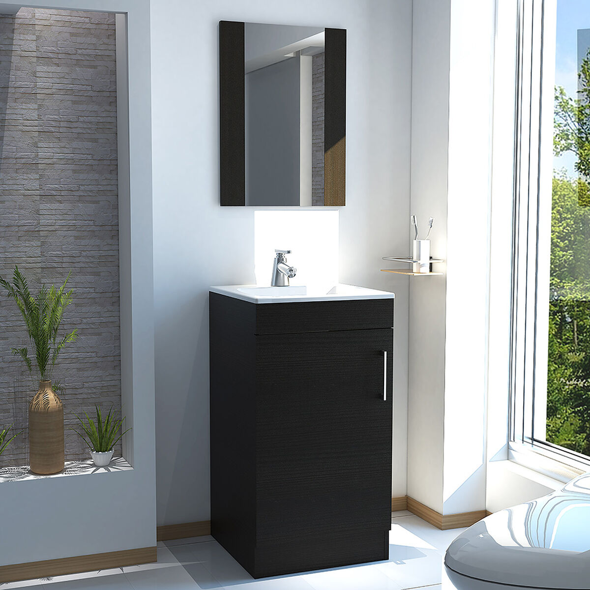 Mueble para Lavamanos +  Gabinete Espejo TuHome Madrid + Lavamanos