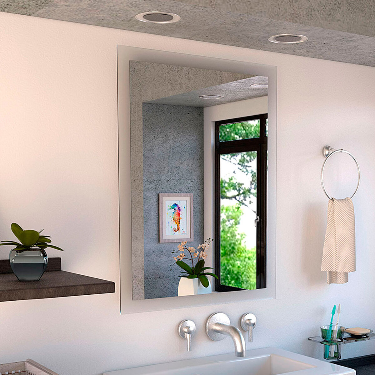 Mueble de Lavamanos Piso + Espejo TuHome Khari