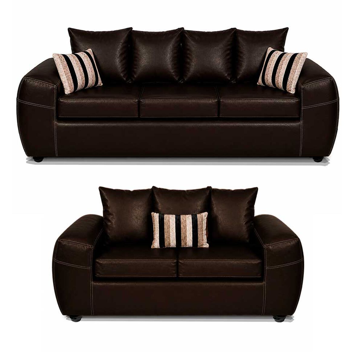 Juego de Living Elegant Detail New Houston 3-2 Cuerpos Caf&eacute;