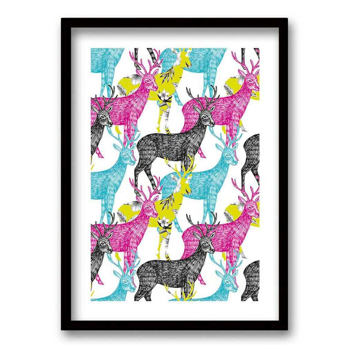 Cuadro Decorativo Retela Color Painted Deers 70 x 50 cm