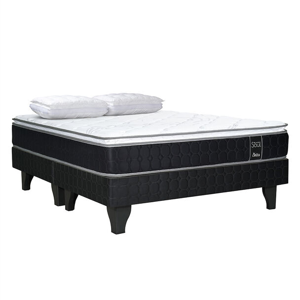 Cama Europea Celta Black Soul King + 2 Almohadas Cotton Top 50 x 90 cm