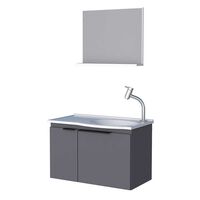 Vanitorio + Lavamanos + Espejo con Repisa Vekkahome Quartzo Gris