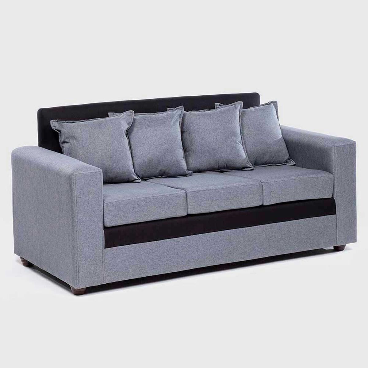 Juego de Living Paris Sof&aacute; 3 Cuerpos + Dos Pouf 1 Cuerpo Gris Negro