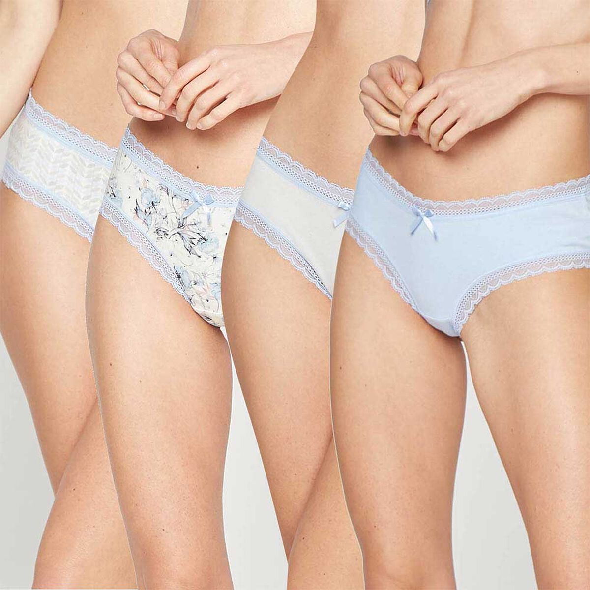 Pack 4 Pantaletas de Algodón Elasticado Intime