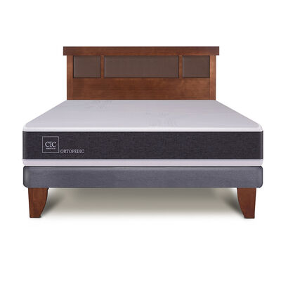 Imagen 1 del producto Cama Europea CIC 2 Plazas New Ortopedic + Respaldo Dublin Caramelo