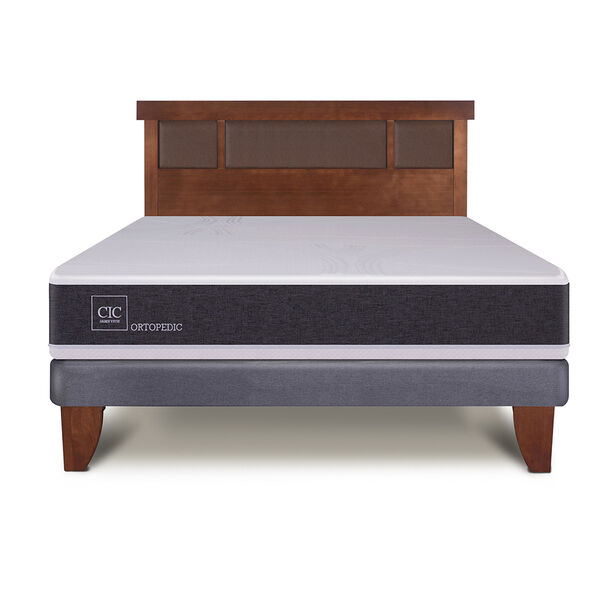 Cama Europea CIC 2 Plazas New Ortopedic + Respaldo Dublin Caramelo