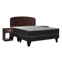 Cama Europea Celta Base Dividida 2 Plazas Evolution Black + Respaldo + 2 Veladores Asturias