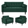 Juego de Living Bodevir Retro Felpa 3 Cuerpos + Dos Sillones 1 Cuerpo Verde Botella