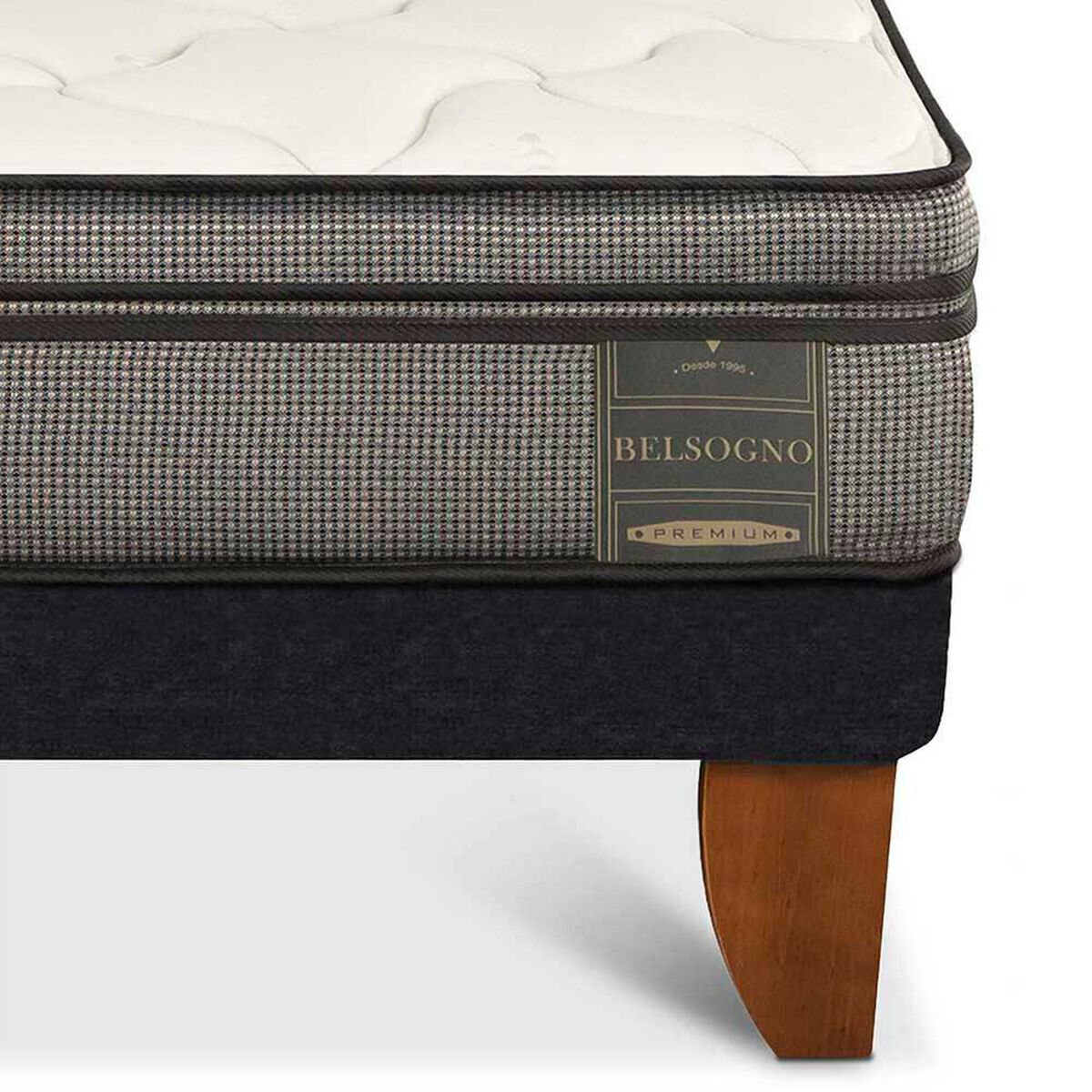 Cama Europea Belsogno 1,5 Plazas Signature + Respaldo Black