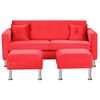 Juego de Living Bodevir New Retro Felpa 12 Sof&aacute; 3 Cuerpos + Dos Pouf 1 Cuerpo Rojo