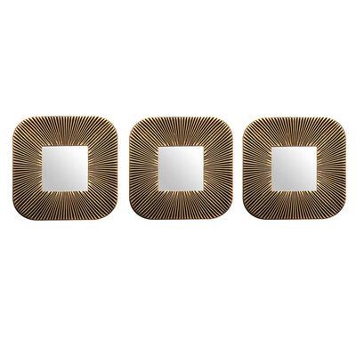 Set 3 Espejos Plástico Vgo para Colgar Cuadrado 25 cm Negro