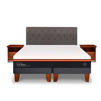 Cama Europea CIC Base Dividida King Bee Comfort + Respaldo + 2 Veladores