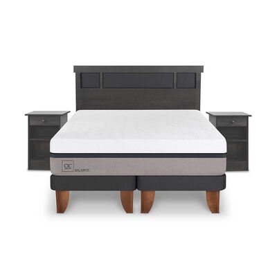 Cama Europea CIC Base Dividida 2 Plazas Balance + Respaldo + 2 Veladores Dublin